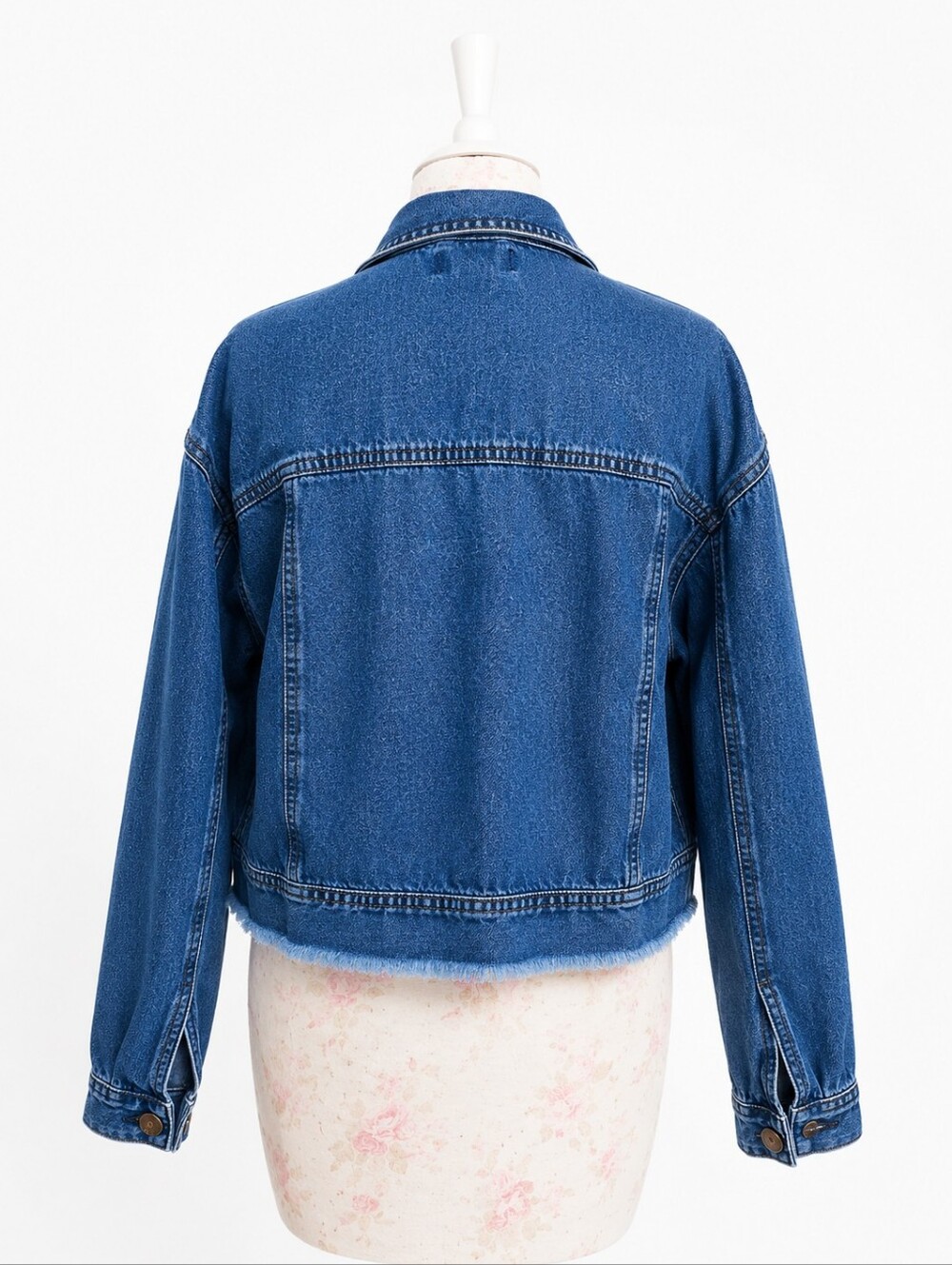 New Look Denim Jacket Womens L Cropped Blue Jean Buttons Casual Lightweight - Picture 5 of 8